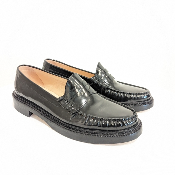 J Crew 2023 Winona Black Leather Penny Loafers Size - Picture 7 of 13